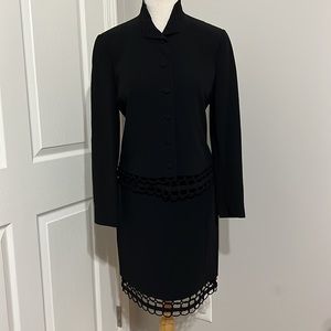 Lafayette 148 New York petite long sleeve black skirt suit, size 6